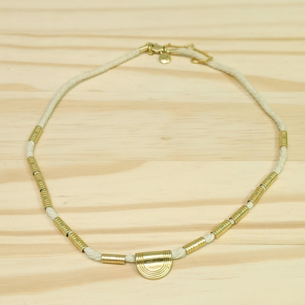 Madewell White Cord and Brass Bead Necklace